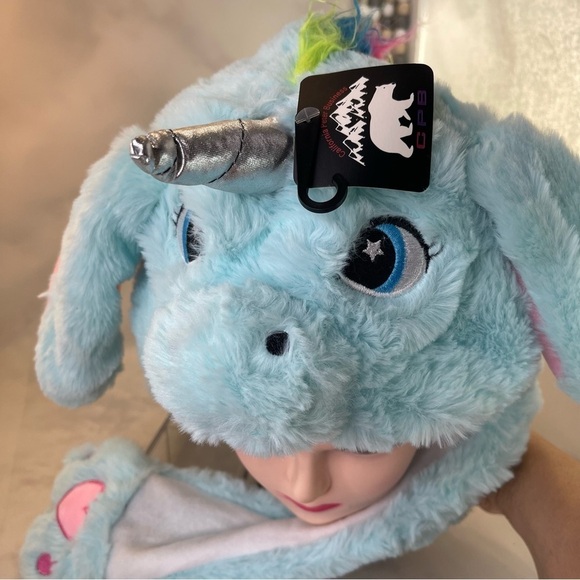Moving Unicorn Hats Animal Head Hat Cartoon Ears Headwear blue color one size - Picture 1 of 7
